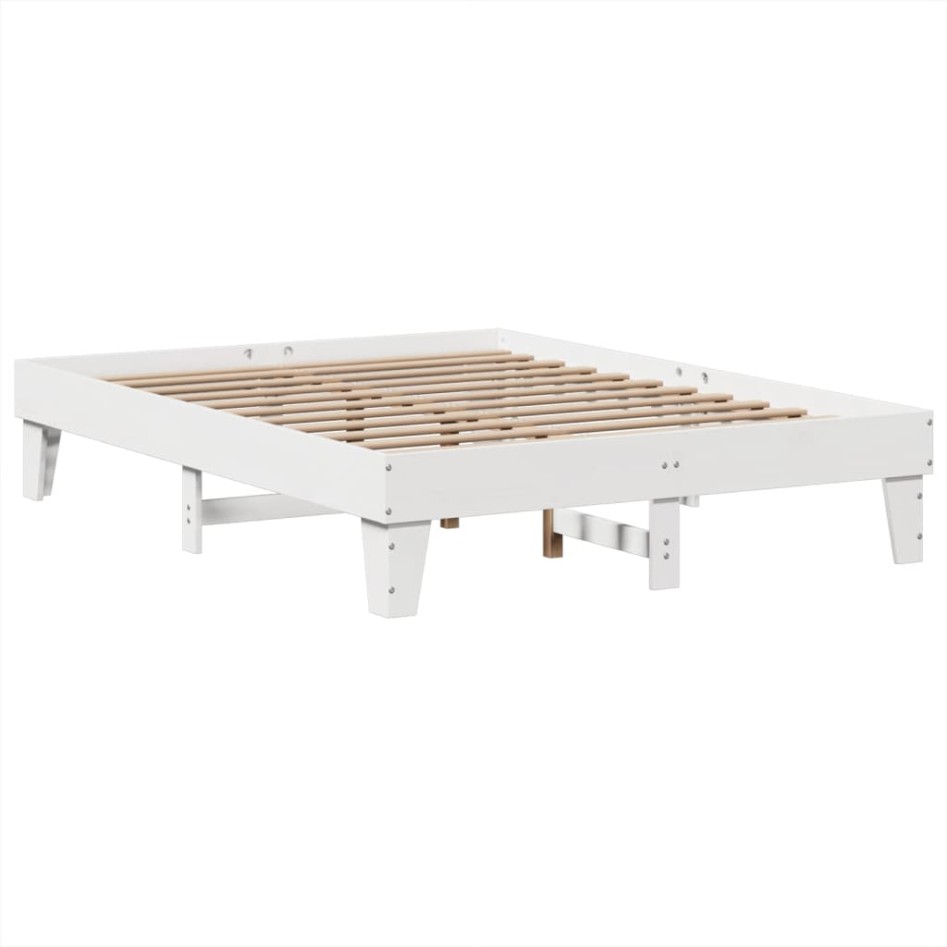 Estructura de cama sin colchón madera de pino blanca 150x200