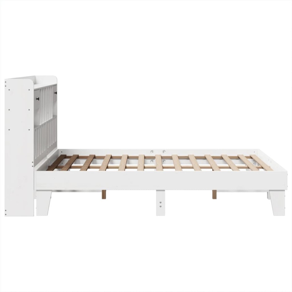 Estructura de cama sin colchón madera de pino blanca 150x200