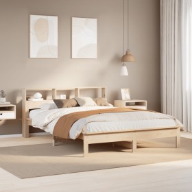 Estructura de cama sin colchón madera maciza de pino 135x190