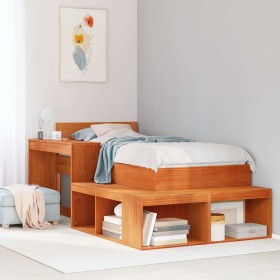 Cama sin colchón madera maciza pino marrón cera 80x200