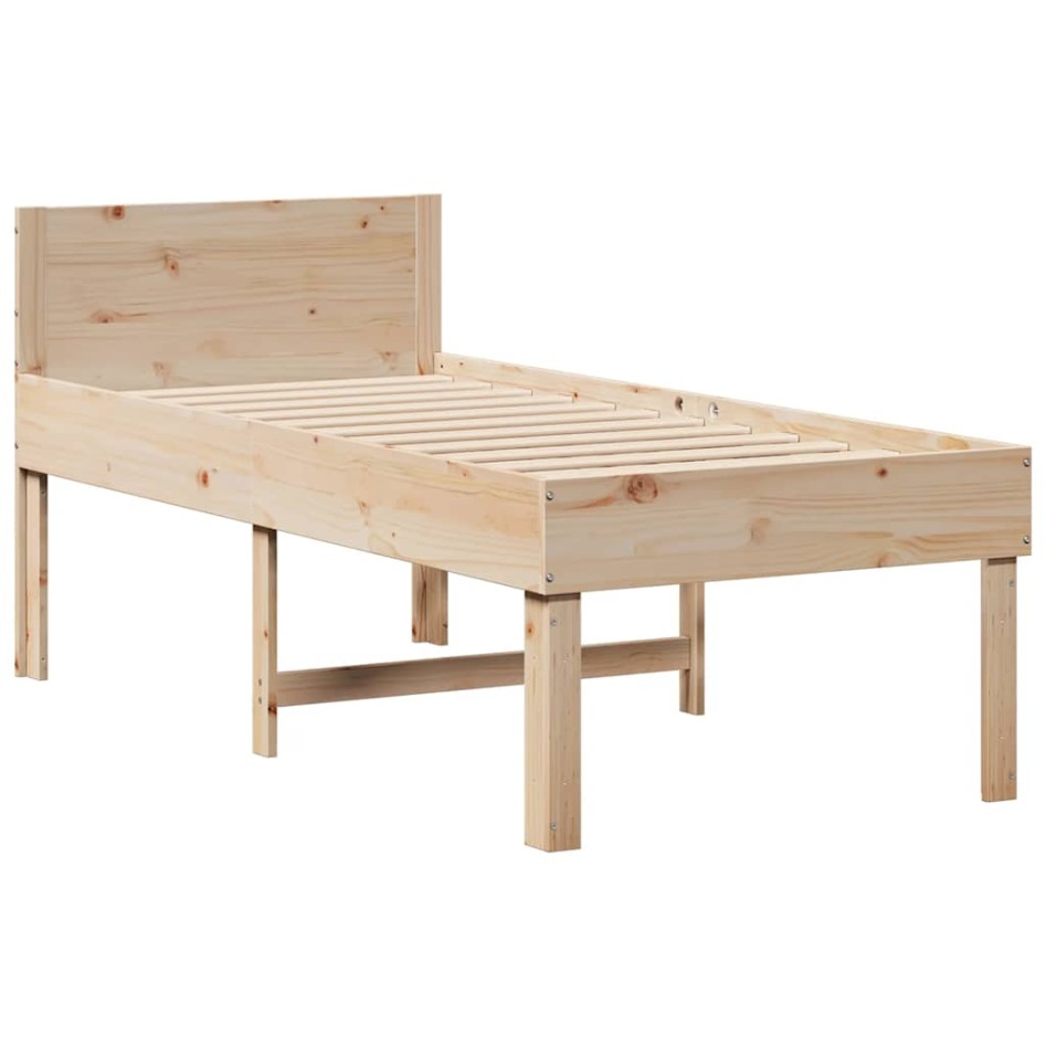 Estructura de cama sin colchón madera maciza de pino 80x200