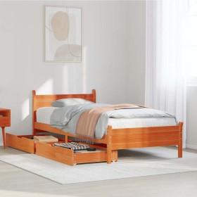 Estructura de cama sin colchón madera de pino marrón 90x200