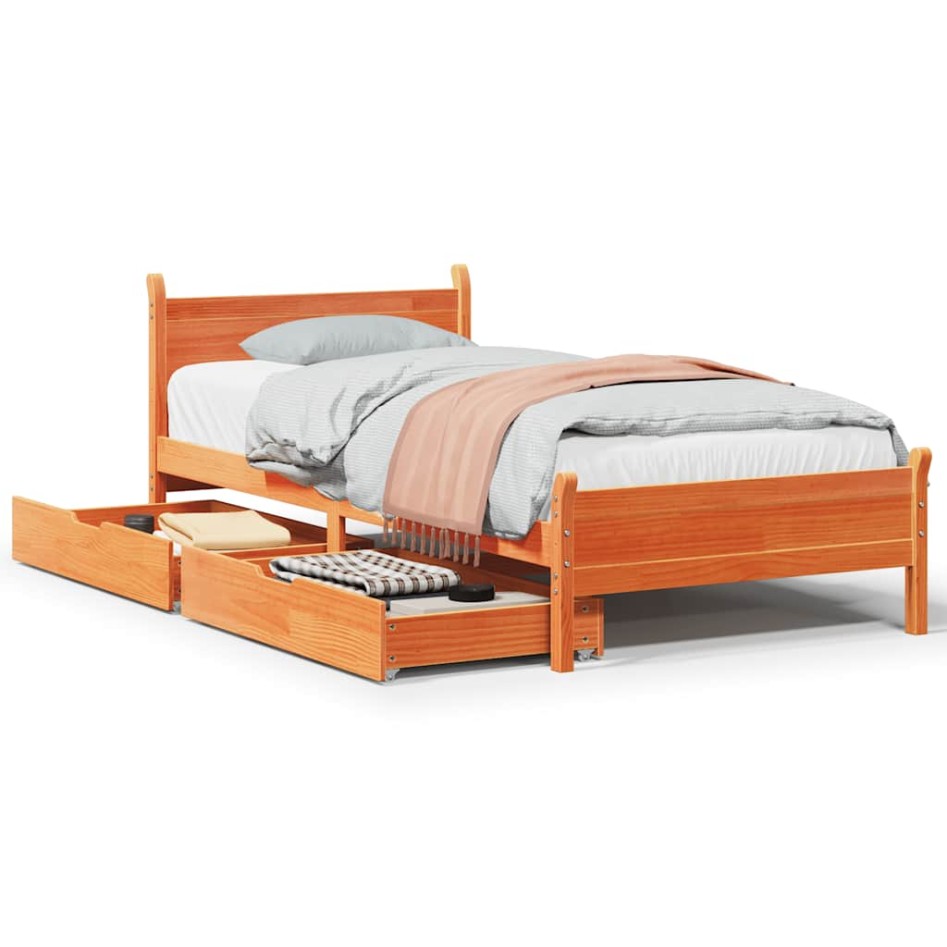 Estructura de cama sin colchón madera de pino marrón 90x200