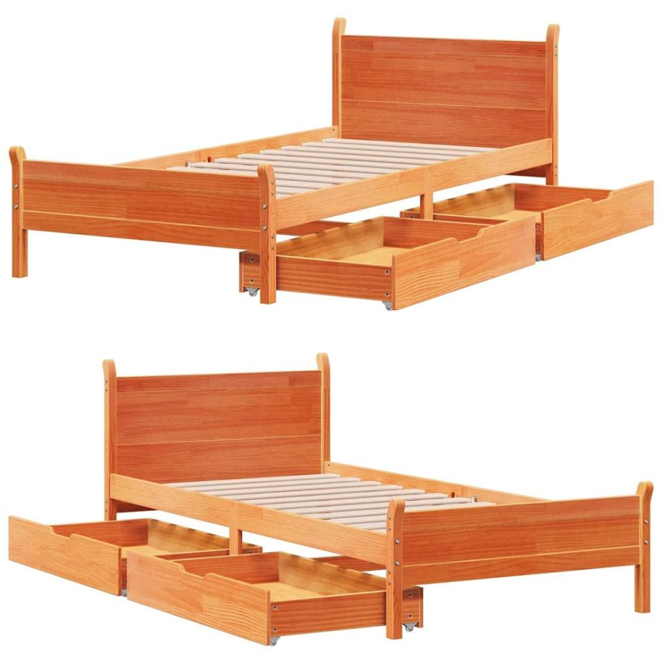 Estructura de cama sin colchón madera de pino marrón 90x200