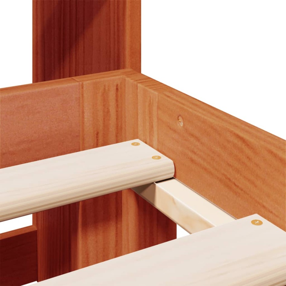 Cama con estantería sin colchón madera maciza marrón