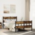 Estructura de cama sin colchón metal roble ahumado 120x190