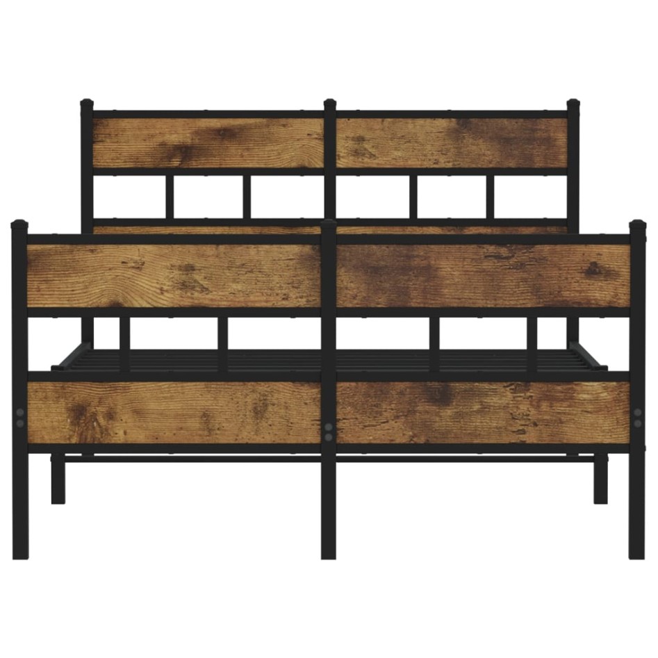Estructura de cama sin colchón metal roble ahumado 120x190