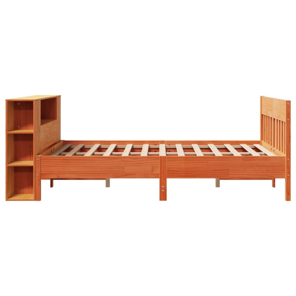 Cama con estantería sin colchón madera maciza marrón 120x190