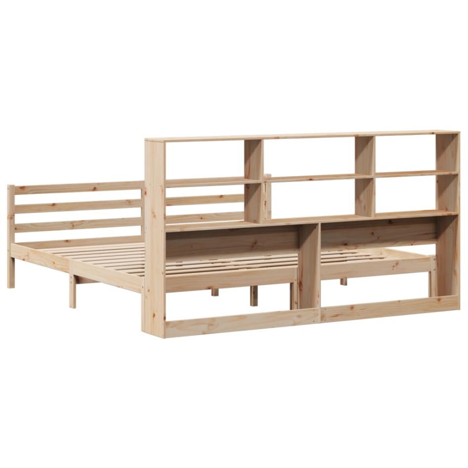 Cama con estantería sin colchón madera maciza de pino