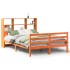 Cama con estantería sin colchón madera maciza marrón 120x190