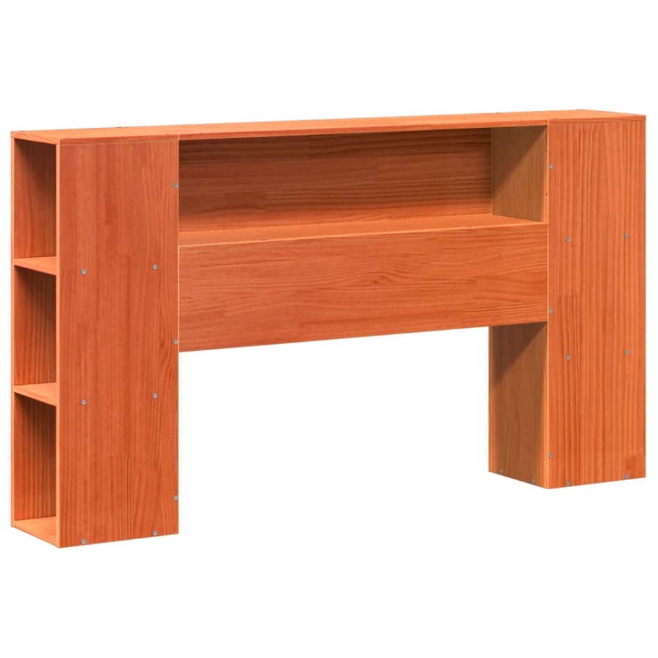 Cama con estantería sin colchón madera maciza marrón 140x200