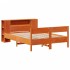 Cama con estantería sin colchón madera maciza marrón 160x200
