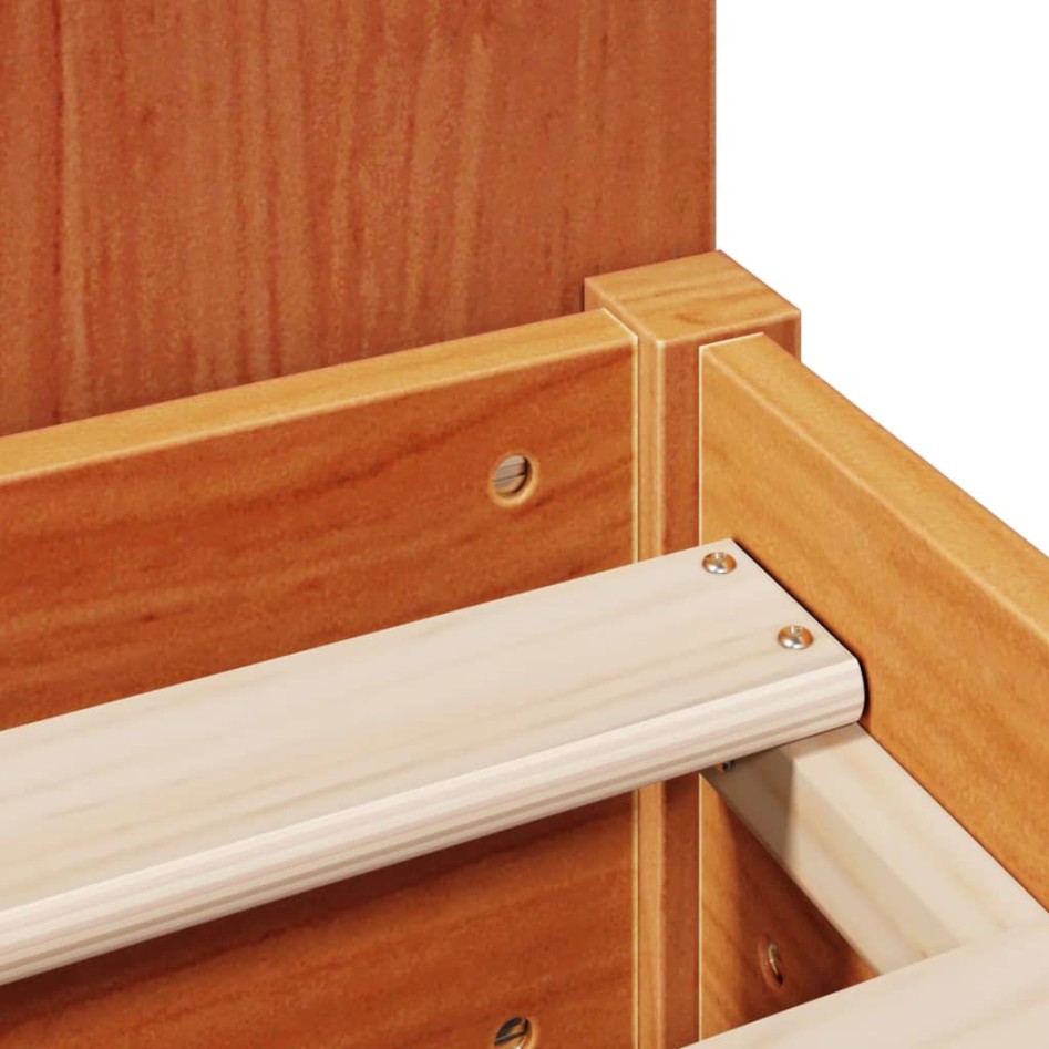 Cama con estantería sin colchón madera maciza marrón 160x200