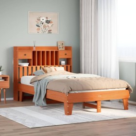 Estructura de cama sin colchón madera maciza marrón 135x190