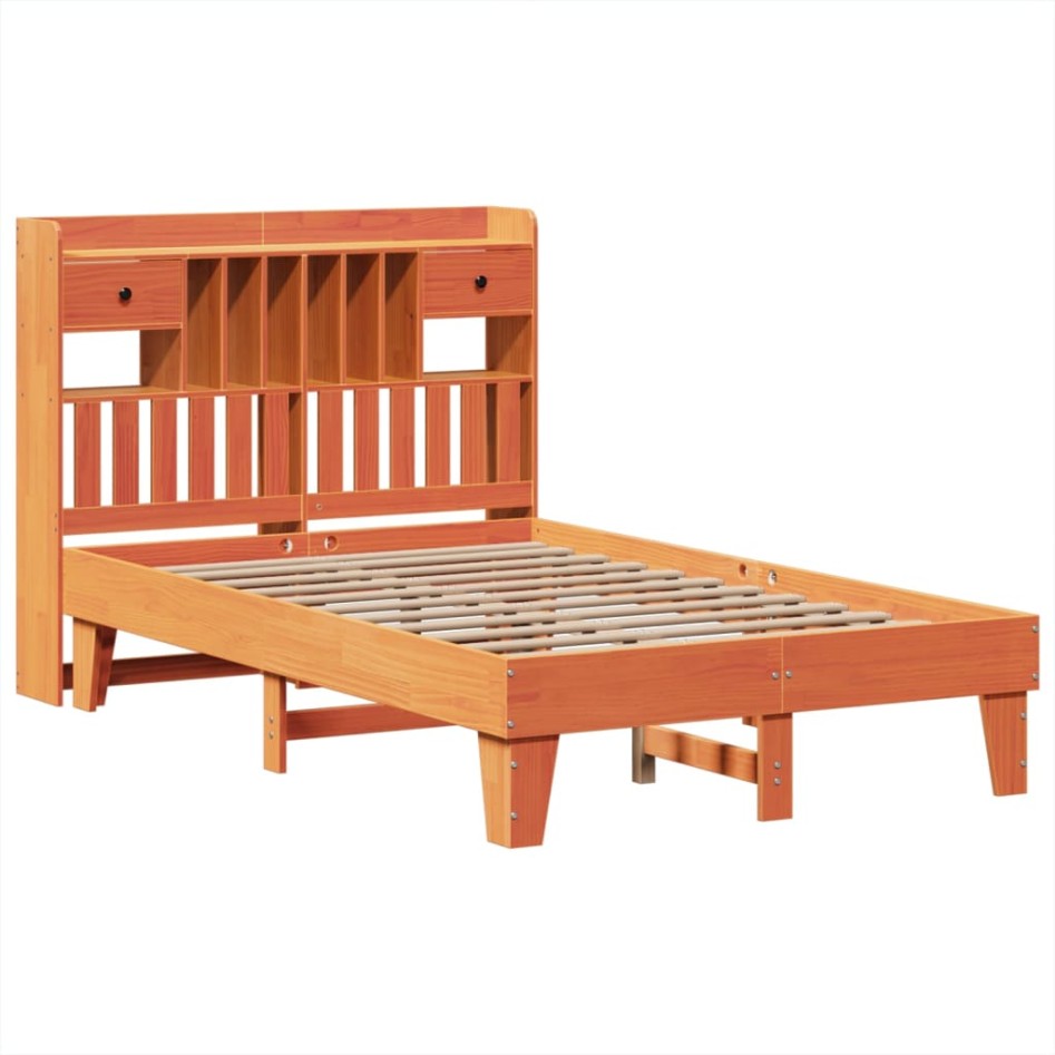 Estructura de cama sin colchón madera maciza marrón 135x190