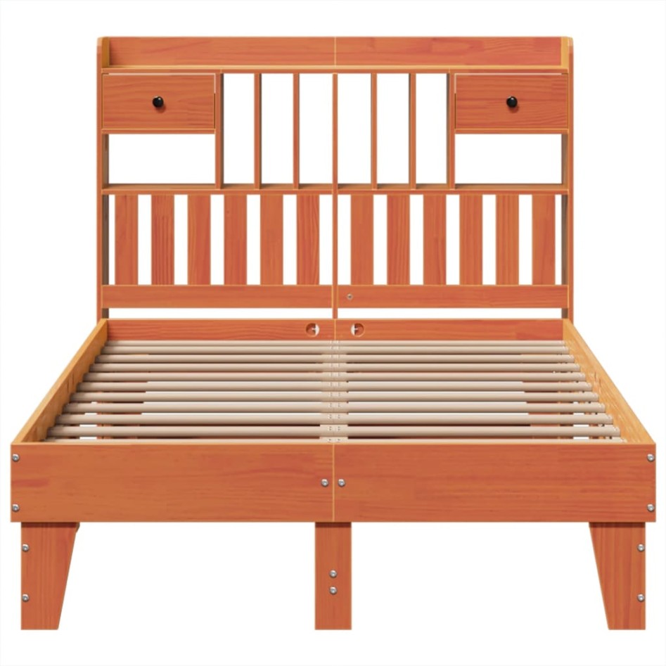 Estructura de cama sin colchón madera maciza marrón 135x190