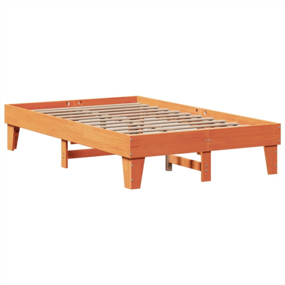 Estructura de cama sin colchón madera maciza marrón 135x190