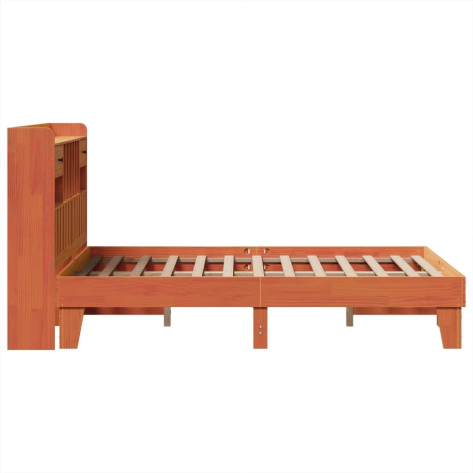 Estructura de cama sin colchón madera maciza marrón 135x190