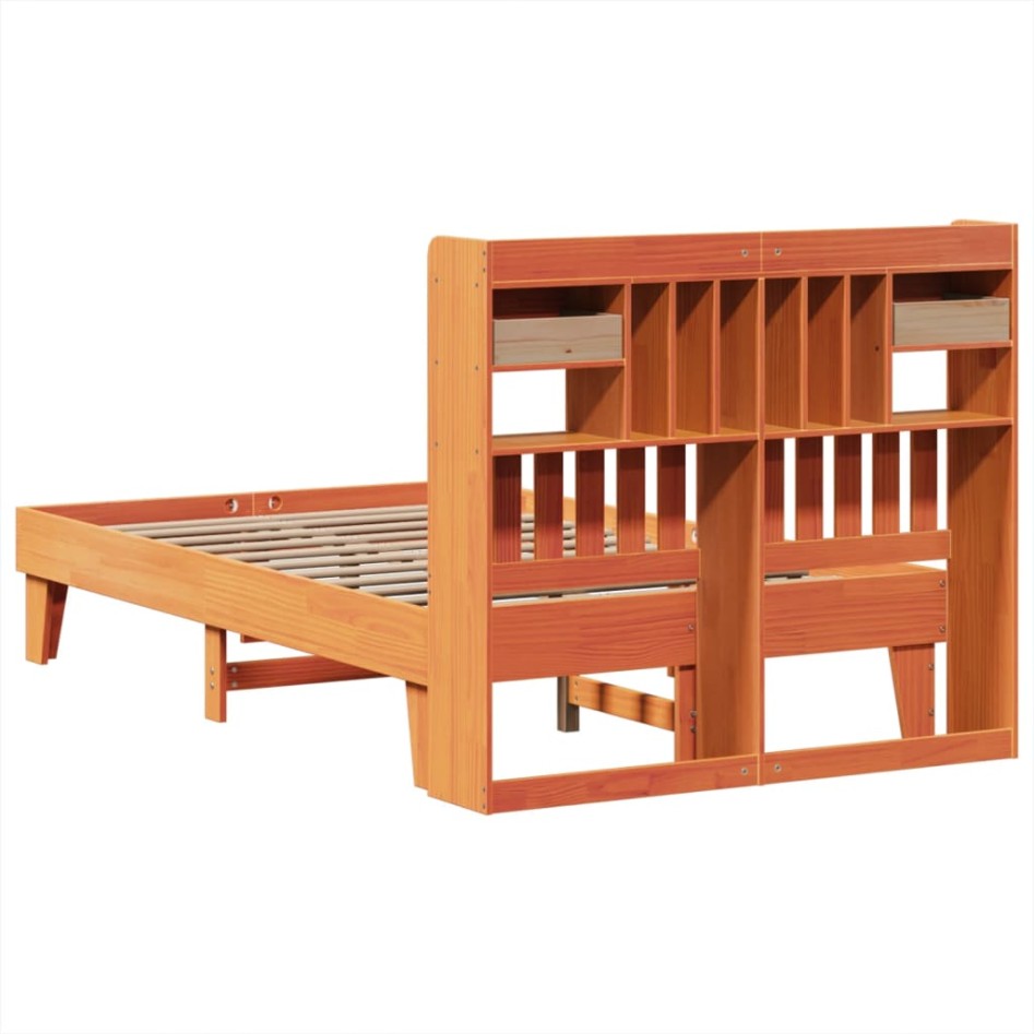 Estructura de cama sin colchón madera maciza marrón 135x190