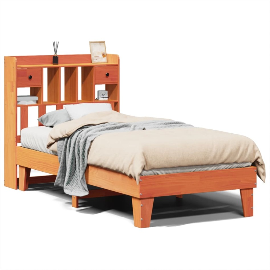 Estructura de cama sin colchón madera maciza marrón 75x190