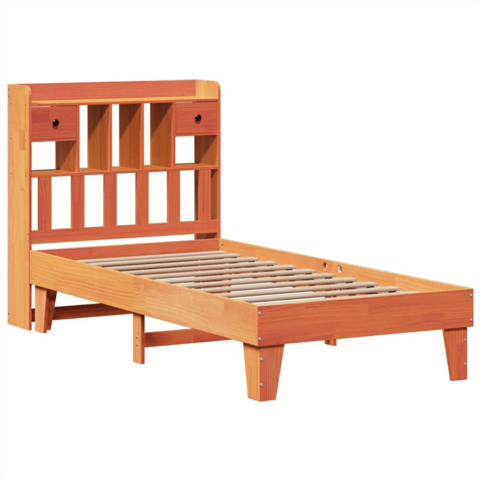 Estructura de cama sin colchón madera maciza marrón 75x190
