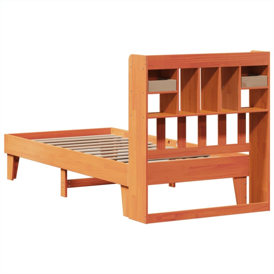 Estructura de cama sin colchón madera maciza marrón 75x190