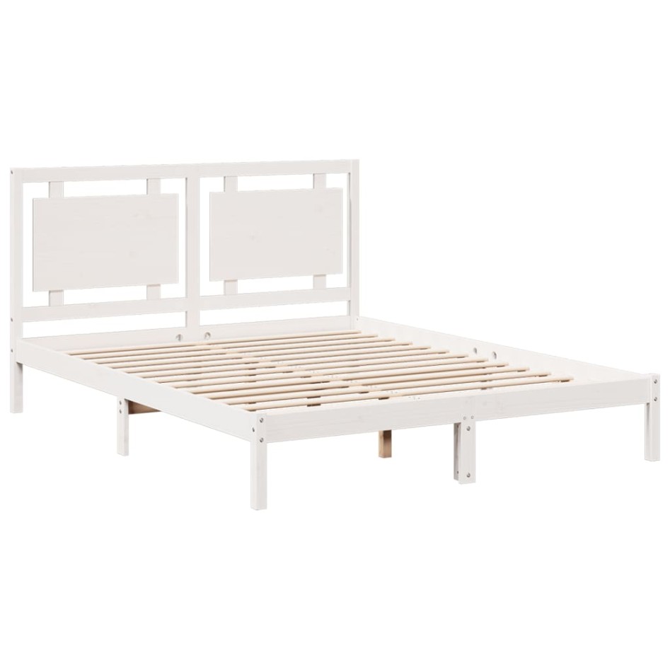 Cama extralarga sin colchón madera maciza blanca 160x220
