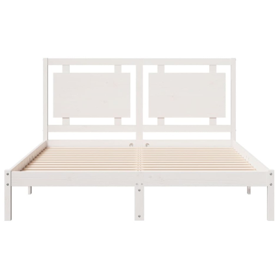 Cama extralarga sin colchón madera maciza blanca 160x220