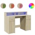 Escritorio con LED madera ingeniería roble Sonoma 120x55x91
