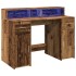 Escritorio con LED madera ingeniería envejecida 120x55x91