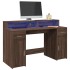 Escritorio con LED madera ingeniería marrón roble 140x55x91