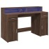 Escritorio con LED madera ingeniería marrón roble 140x55x91