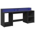 Escritorio con luz LED madera ingeniería negro 200x55x91