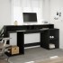 Escritorio con luz LED madera ingeniería negro 200x55x91