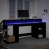 Escritorio con luz LED madera ingeniería negro 200x55x91