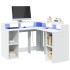 Escritorio con luz LED madera ingeniería blanco 130x130x91