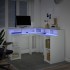 Escritorio con luz LED madera ingeniería blanco 130x130x91