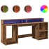 Escritorio con LED madera ingeniería envejecida 200x55x91