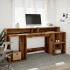 Escritorio con LED madera ingeniería envejecida 200x55x91