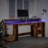 Escritorio con LED madera ingeniería envejecida 200x55x91