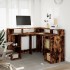 Escritorio con LED madera ingeniería roble ahumado