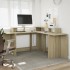 Escritorio con LED madera ingeniería roble Sonoma 152x152x91