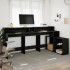 Escritorio con luz LED madera ingeniería negro 200x104x91