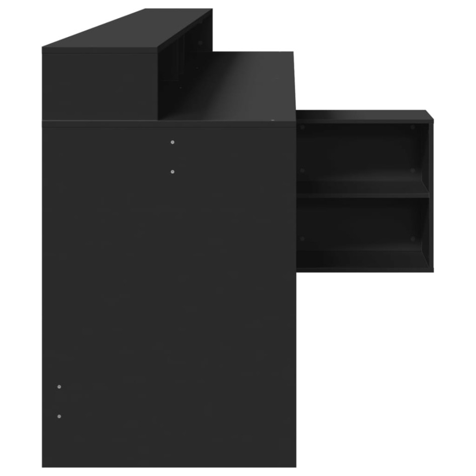 Escritorio con luz LED madera ingeniería negro 200x104x91