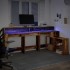 Escritorio con LED madera ingeniería envejecida 200x104x91
