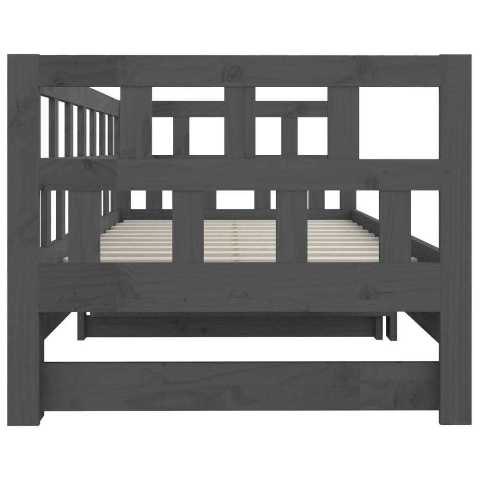 Sofá cama extraíble madera maciza de pino gris 2x(90x200)