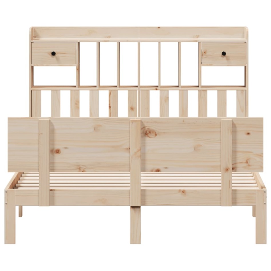 Cama con estantería sin colchón madera maciza de pino
