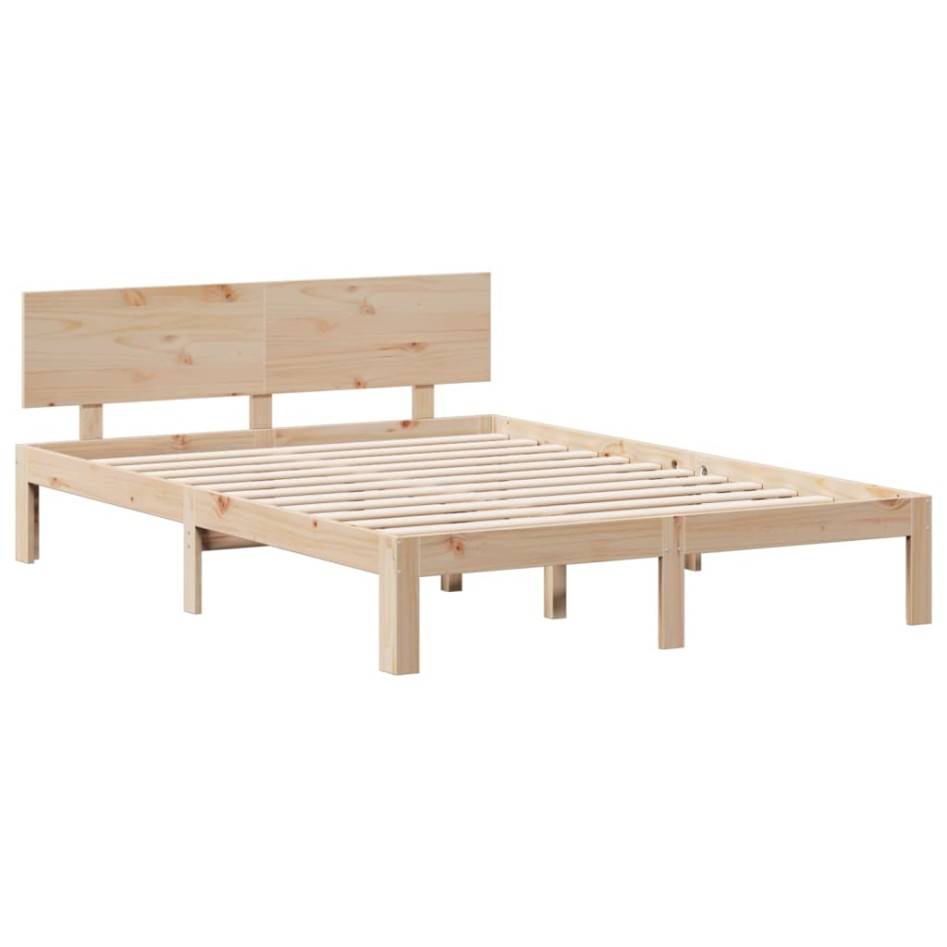 Cama con estantería sin colchón madera maciza de pino