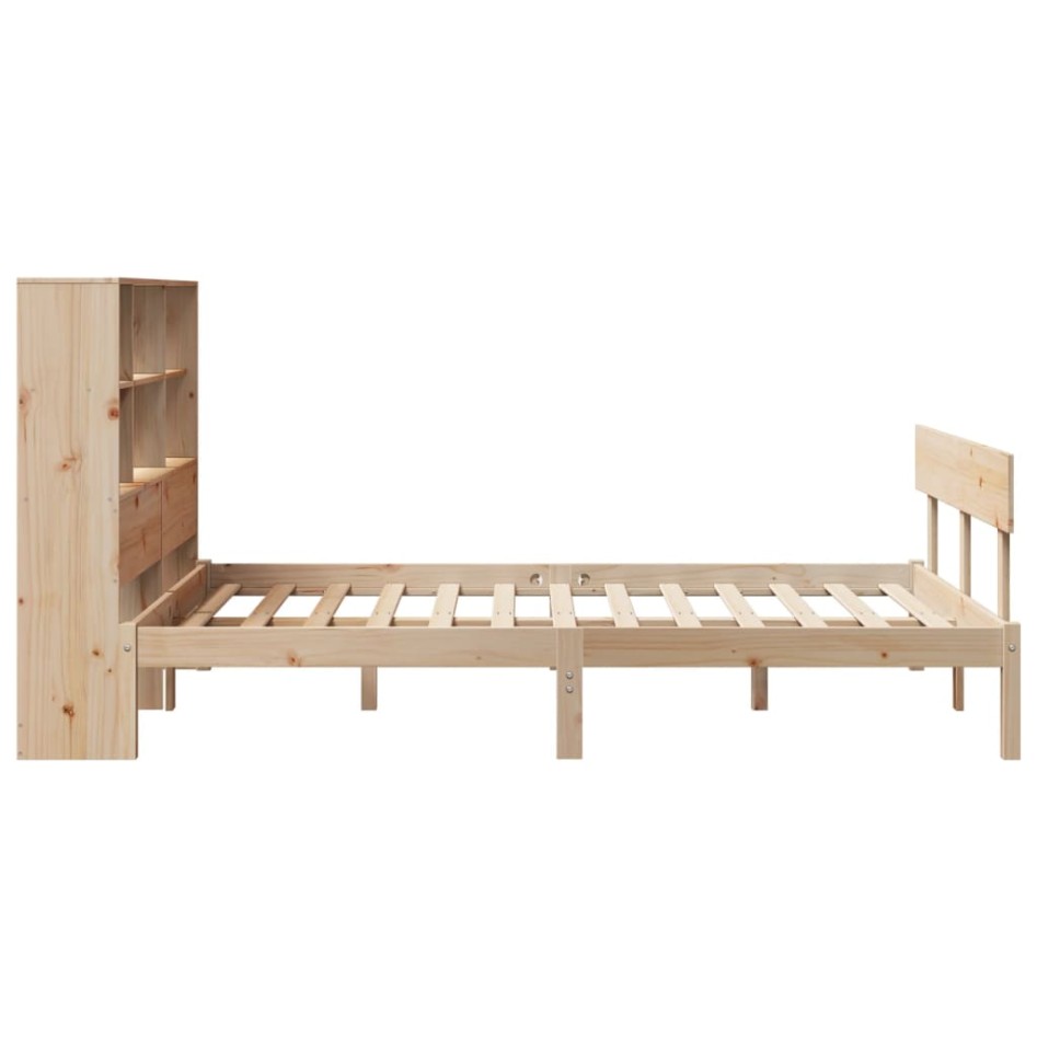 Cama con estantería sin colchón madera maciza de pino
