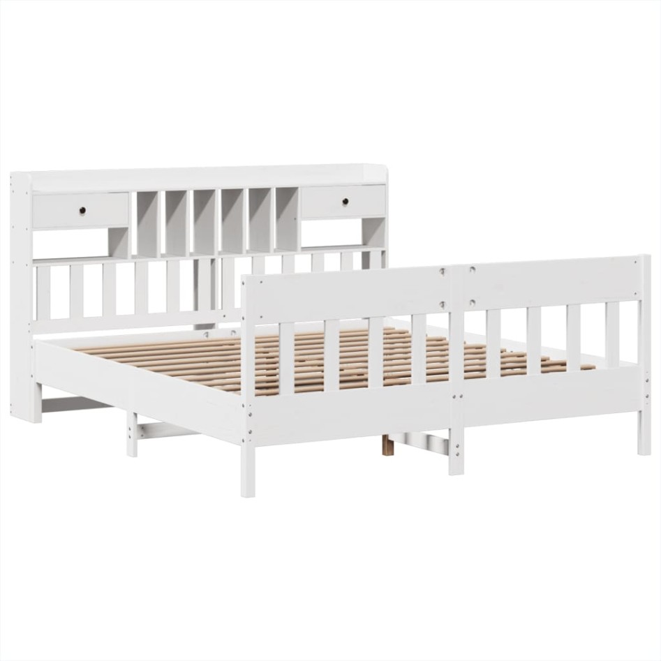 Cama sin colchón madera maciza de pino blanca 180x200